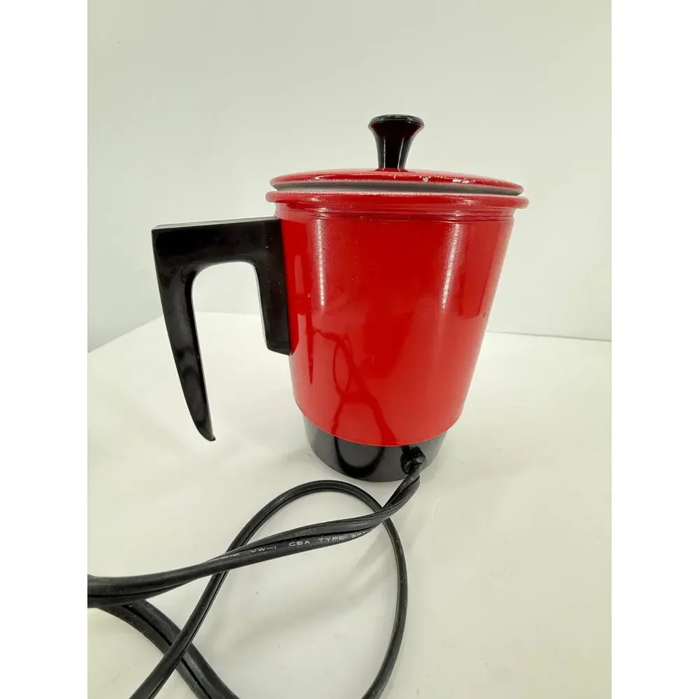 Vintage Electric Hot Pot Red Black 400W Mini Cooker Warmer Model 3C 402 Taiwan